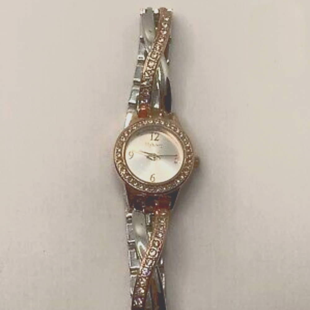 Two tone rhinestone fashion watch
